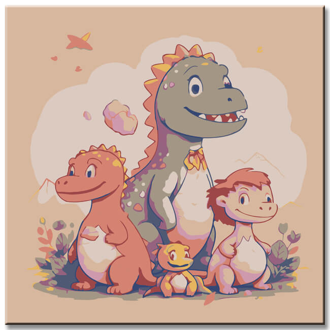 Dino family - painting by numbers