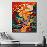 Painting by numbers morning mood river landscape