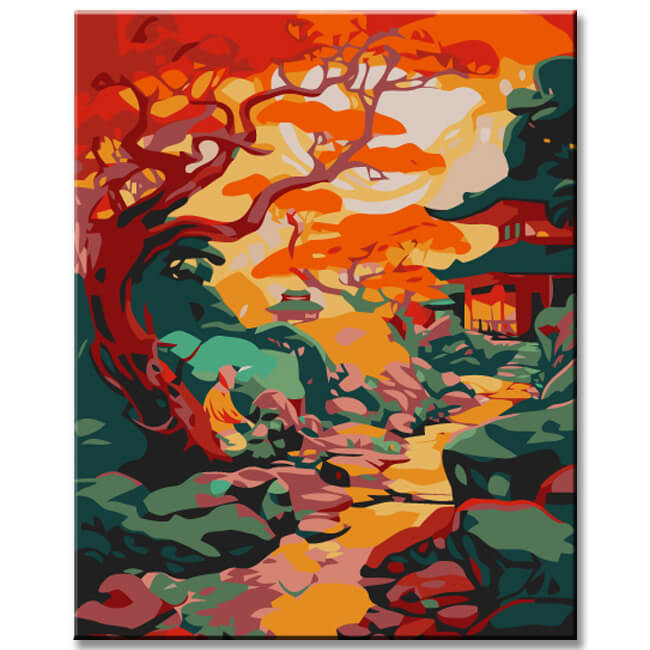 Painting by numbers morning mood river landscape