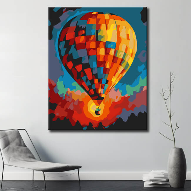 Paint by numbers balloon with colorful sky