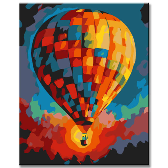 Paint by numbers balloon with colorful sky