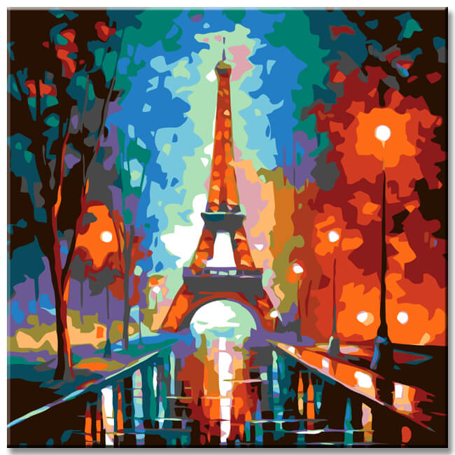 Painting by numbers Eiffel Tower at night