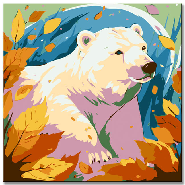 Colorful polar bear - painting by numbers