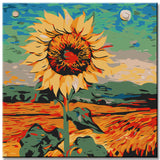 Painting by numbers sunflower portrait