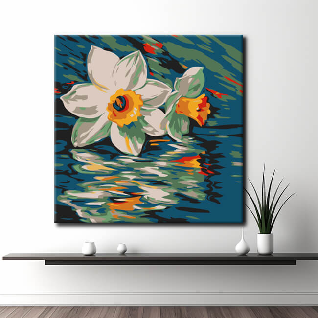 Painting by numbers daffodils reflection