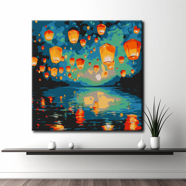 Paint by numbers fire lanterns