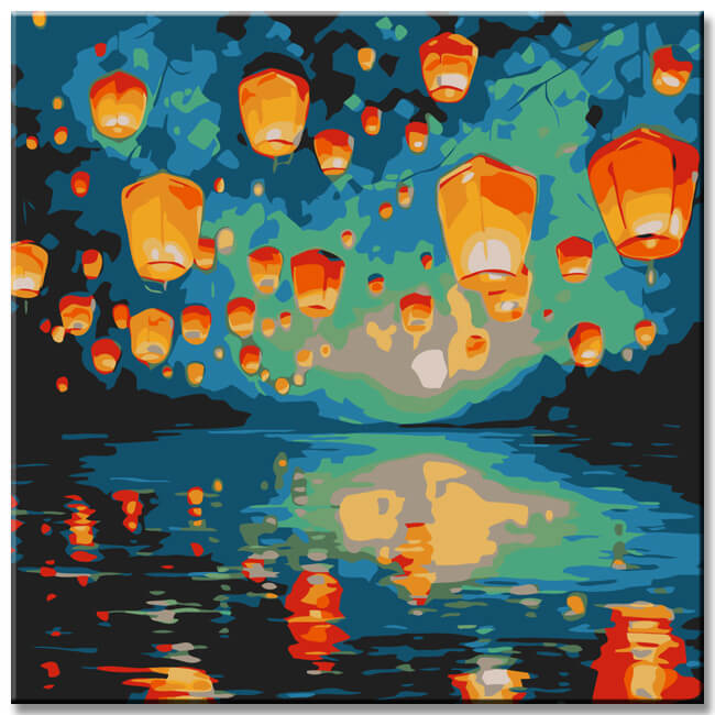 Paint by numbers fire lanterns
