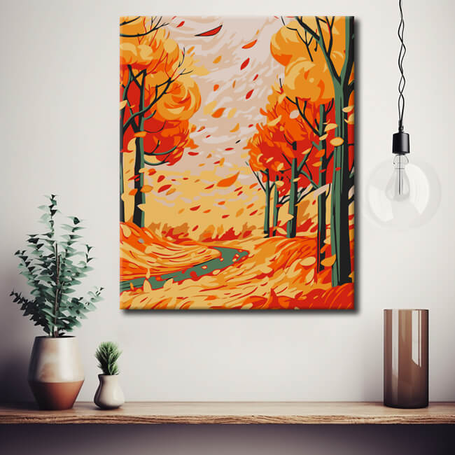 Autumn Mood Tree Alley Painting by Numbers