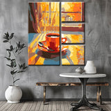 Colored Still Life Art Coffee Cup Painting by Numbers 4 Panel