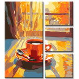 Colored Still Life Art Coffee Cup Painting by Numbers 4 Pieces