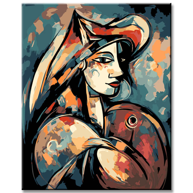 Abstract female portrait in Picasso style for painting by numbers