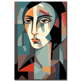 Creative coloring picture of a stylish woman's face in the unique Tarsila do Amaral style - painting by numbers