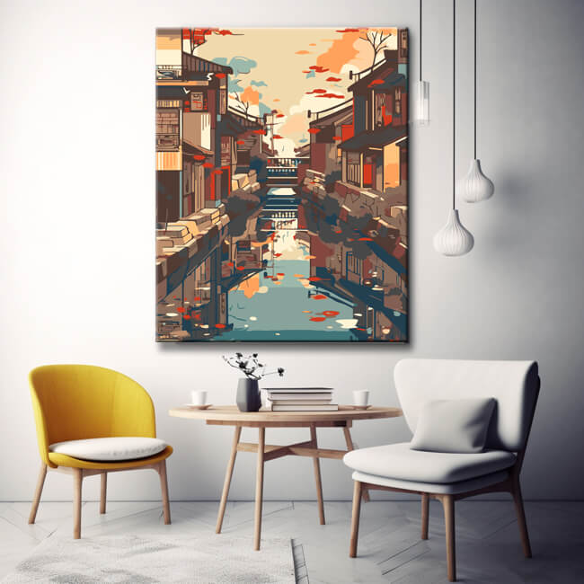 Chinese Canals Landscape - Painting by Numbers