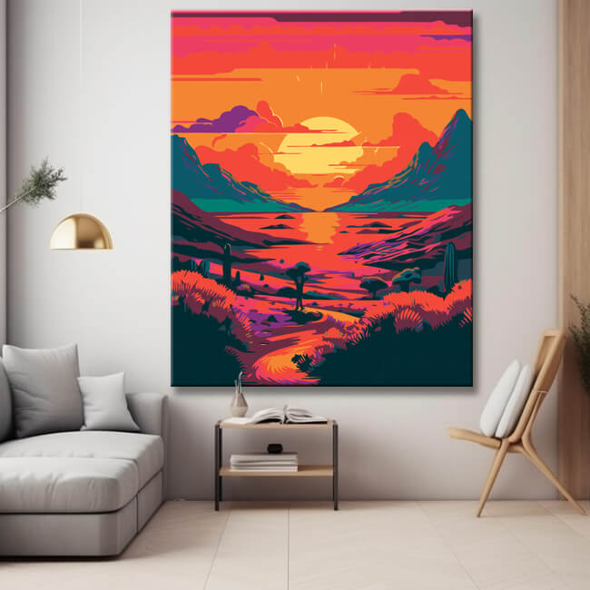 Colorful desert landscape painting by numbers - shipping from DE