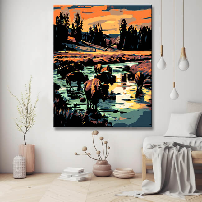 Colorful sunrise painting by numbers - shipping from DE