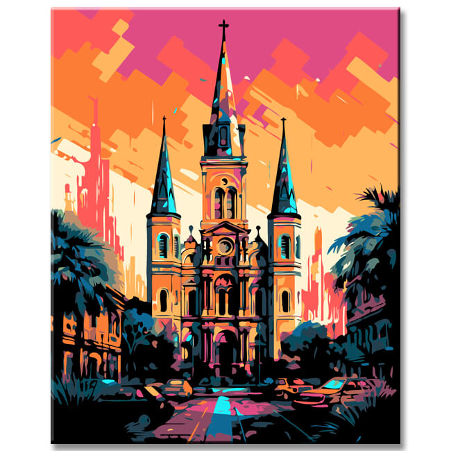 Colorful Cathedral Painting by Numbers - Shipping from DE