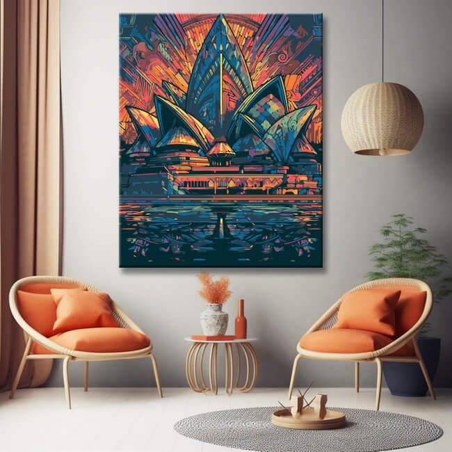 Colorful Sydney Opera House Painting by Numbers - Shipping from DE