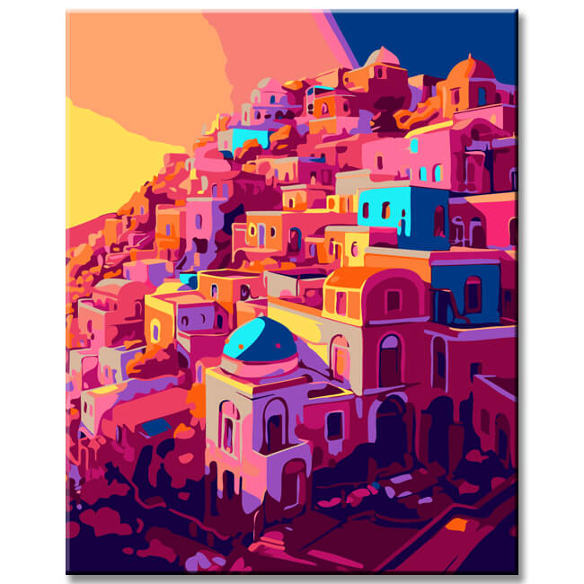 Illustration Santorini Greece Painting by Numbers