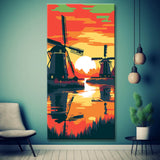 Dutch Windmills - Painting by Numbers, Sunset