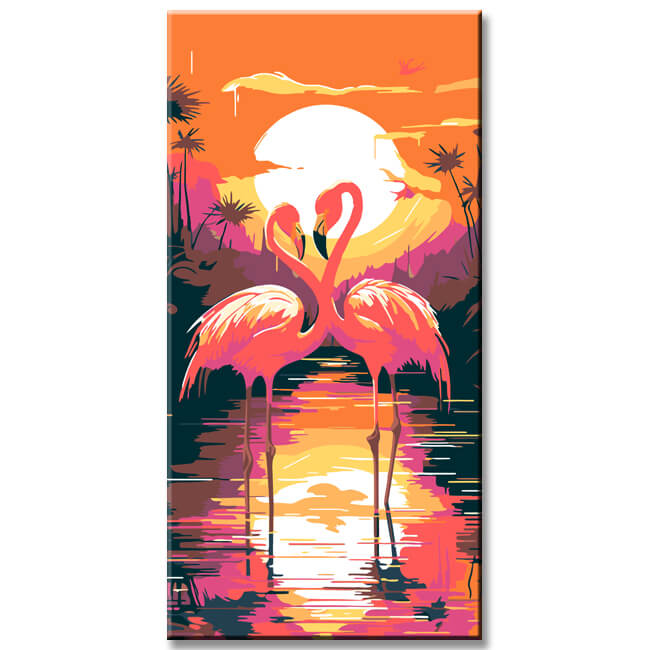 Flamingos at Sunrise Painting by Numbers