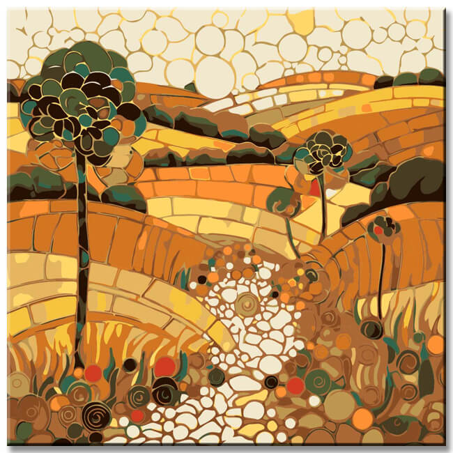 Gustav Klimt style paint by number 'Serengeti Plains' tile