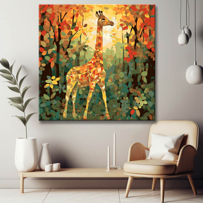 Giraffe fairy tale - painting by numbers in Klimt style