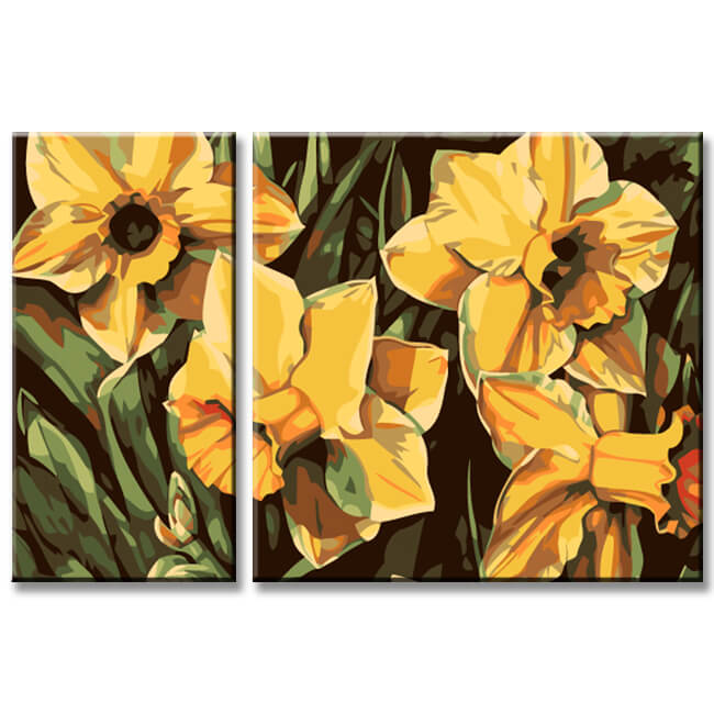 Painting by numbers daffodils 2 parts