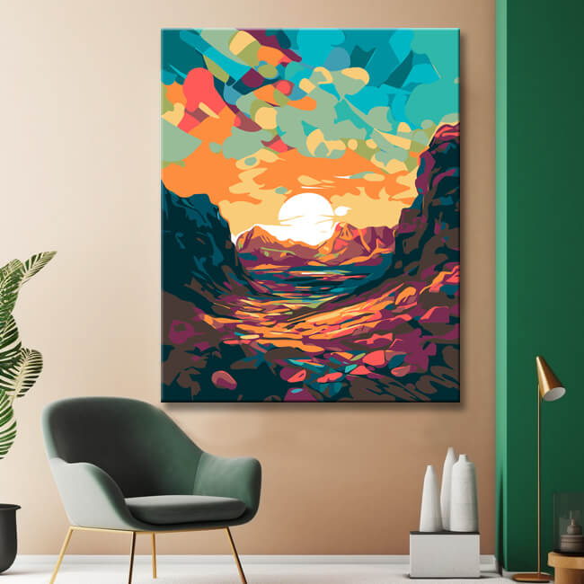 Colorful desert landscape: painting by numbers - shipping from DE