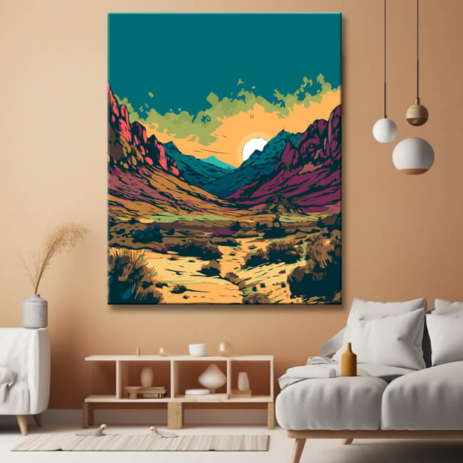 Colorful desert landscape painting by numbers - shipping from DE