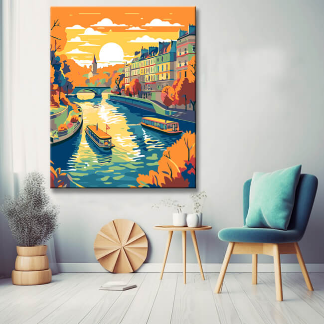 Colorful Seine Paris Painting Paint by Numbers - Shipping from DE