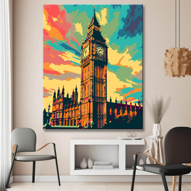 Colorful Big Ben painting by numbers - shipping from DE