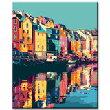 Swedish Coastal Houses Painting by Numbers - Shipping from DE