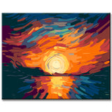 Colorful illustration sunset in the sky painting by numbers