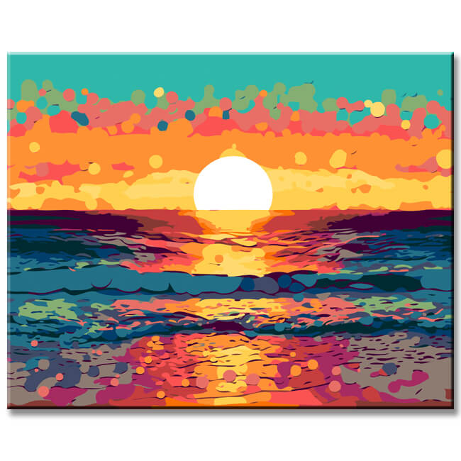 Colorful illustration sunset I painting by numbers