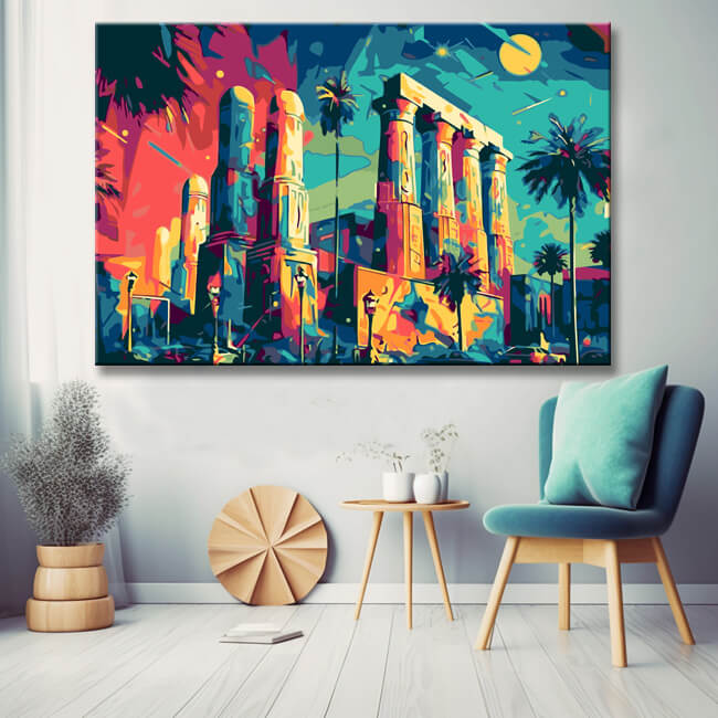 Colorful Illustration Luxor Temple Painting by Numbers