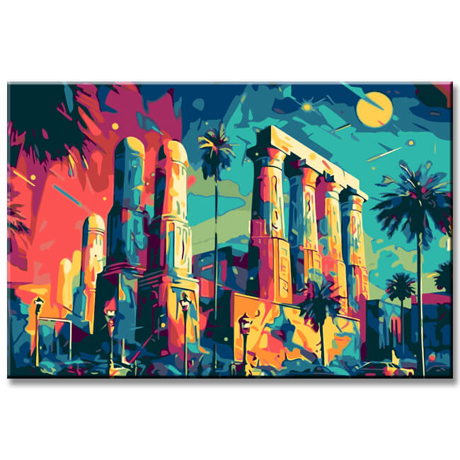 Colorful Illustration Luxor Temple Painting by Numbers