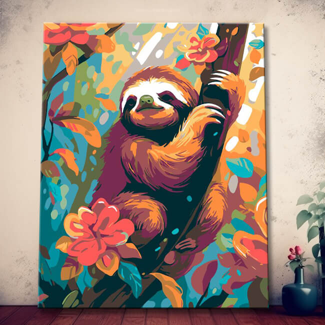 Cute sloth - painting by numbers