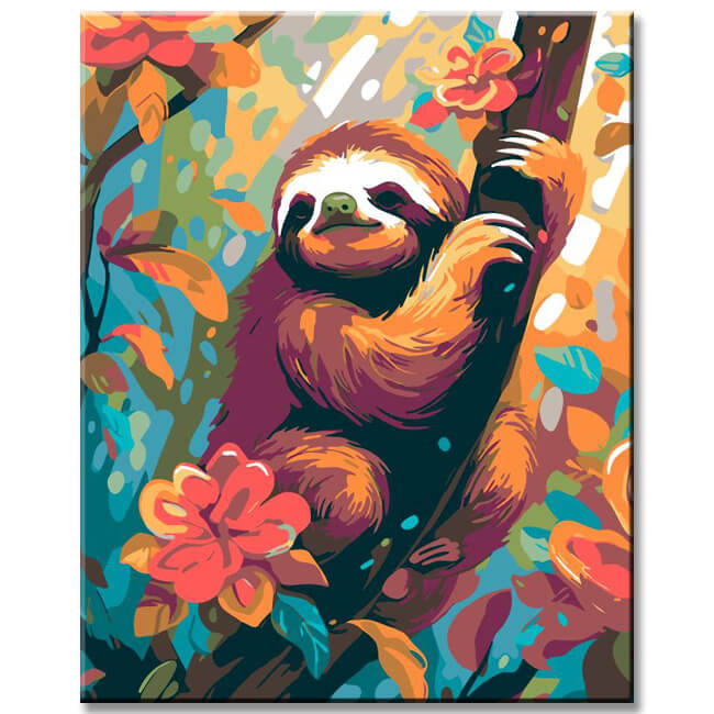 Cute sloth - painting by numbers