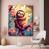 Colorful sloth on the tree - painting by numbers