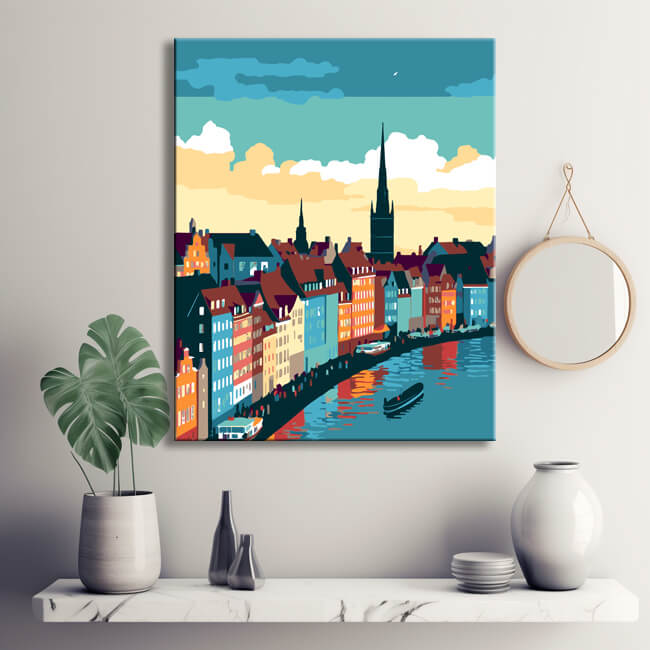 Copenhagen city view - painting by numbers