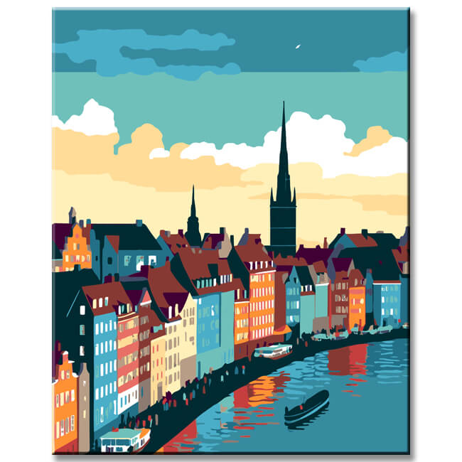 Copenhagen city view - painting by numbers