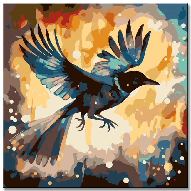 Flying Magpie - Painting by Numbers