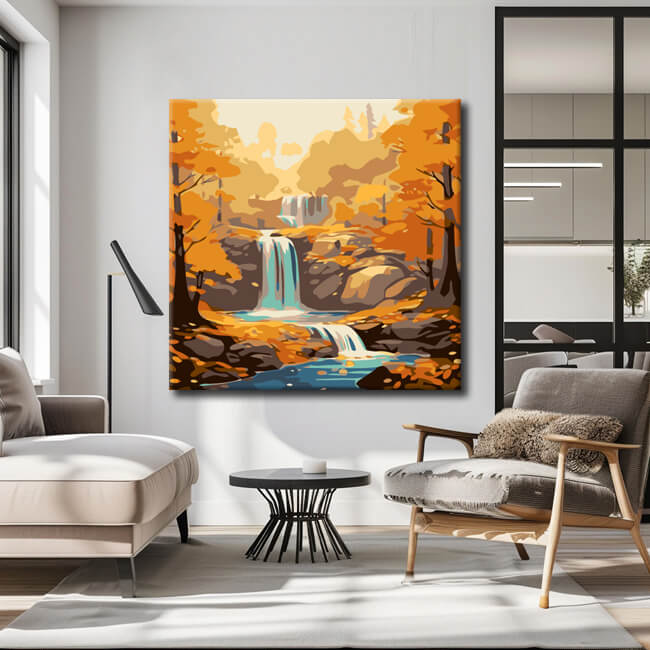 Painting by numbers river landscape scene