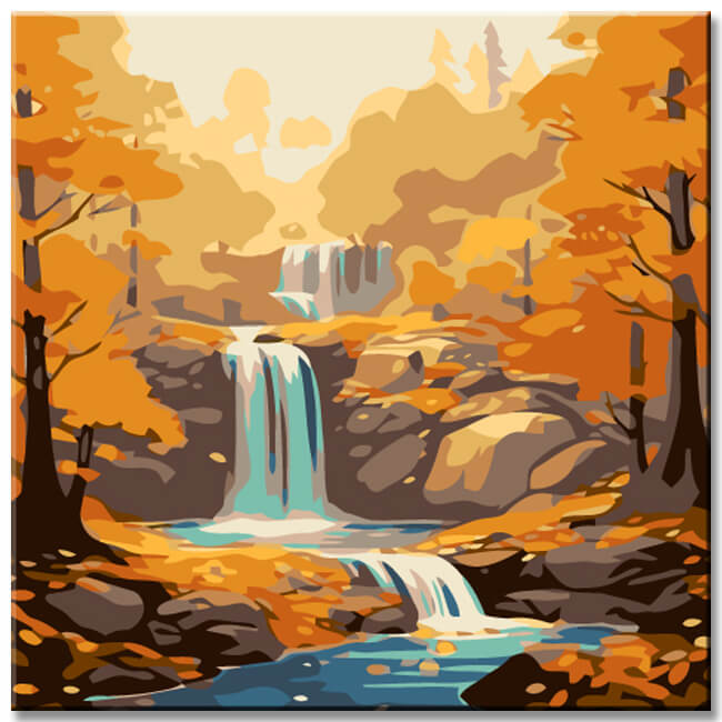 Painting by numbers river landscape scene