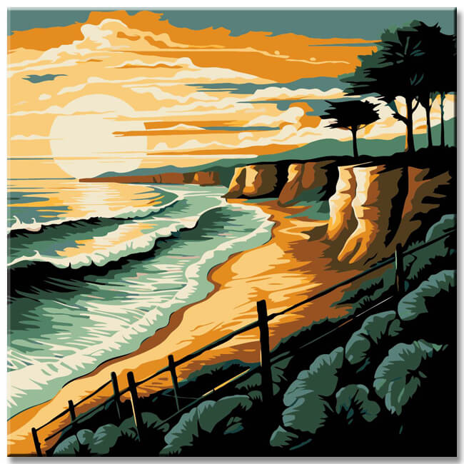 Coastal landscape - painting by numbers