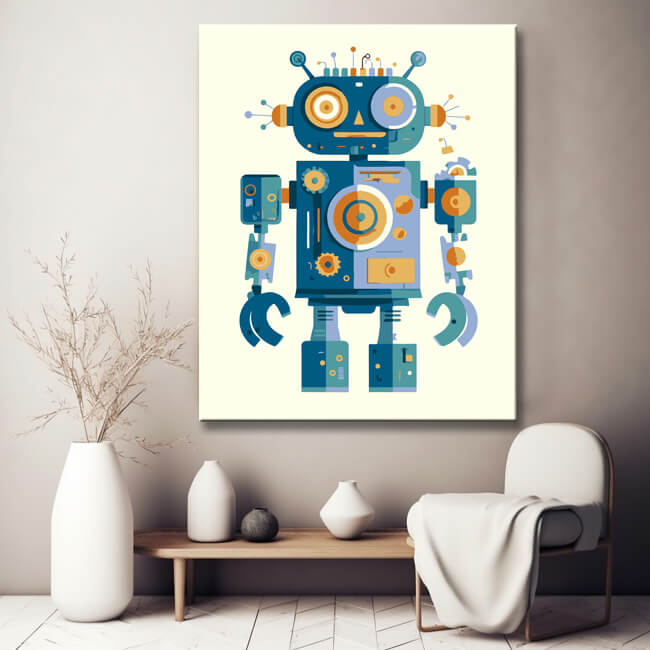 Blue toy robot - paint by numbers