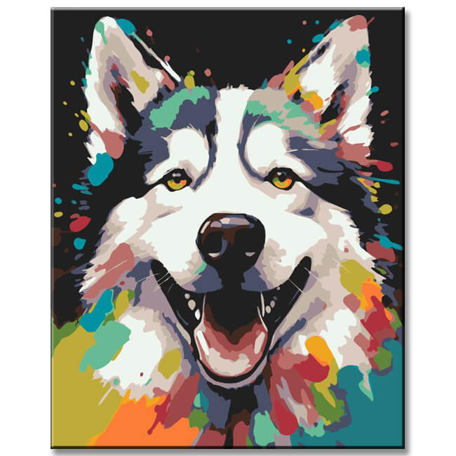 Husky Dog Pop Art - Painting by Numbers