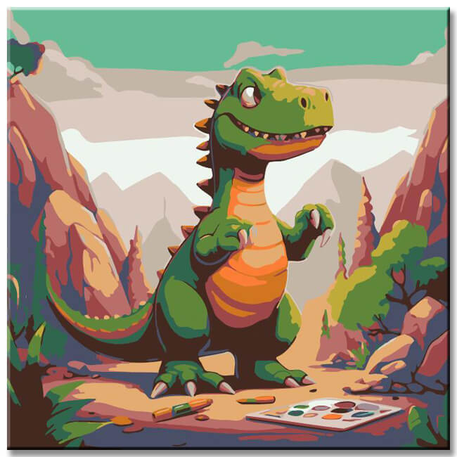 Dinosaur Scene - Paint by Numbers