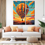 Balloon in The Sunset Painting by Numbers 4-Panel