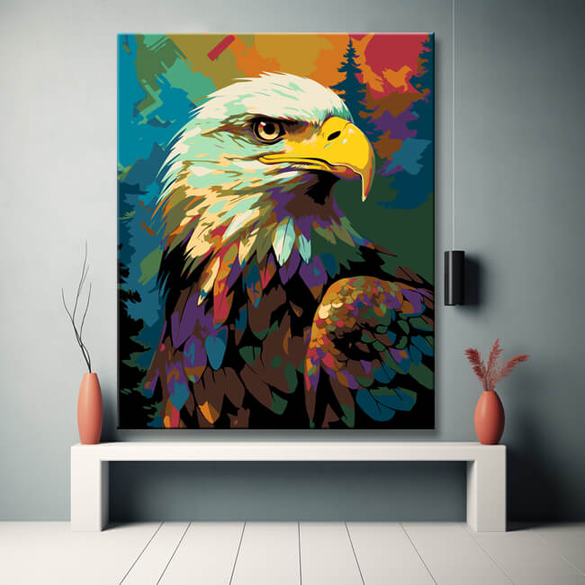 Bald eagle in the style of Henri Matisse - painting by numbers